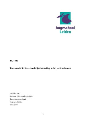 Prevalentie Licht Verstandelijke Beperking in het justitiedomein